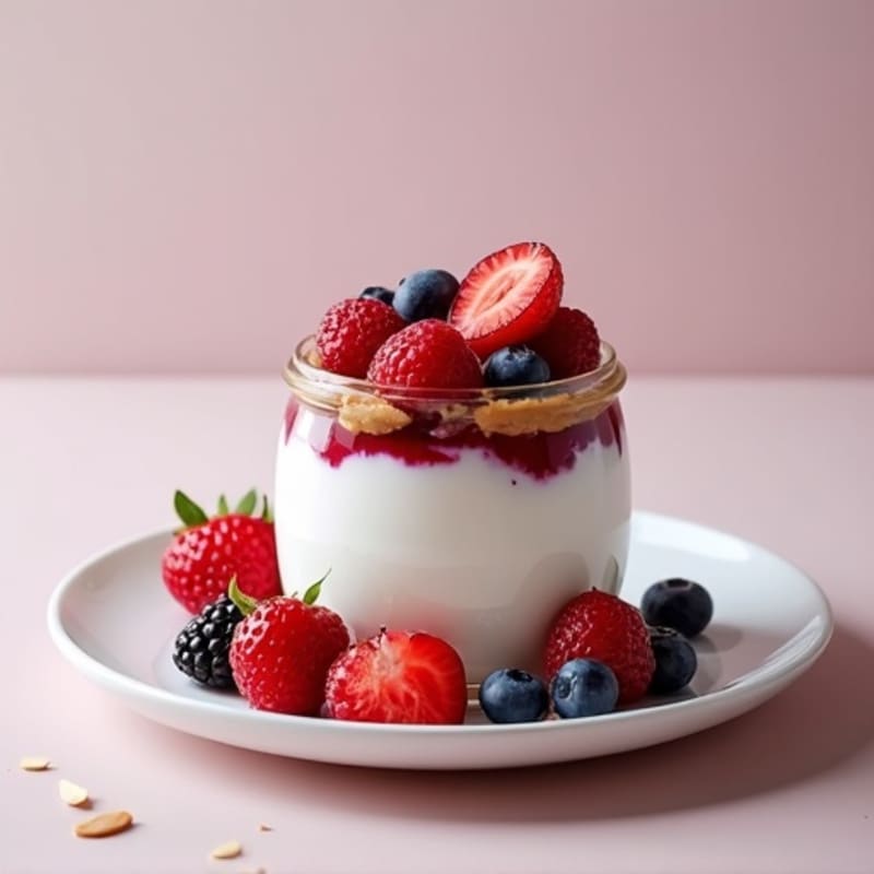 Greek Yogurt Protein Parfait with Mixed Berries and Almond Butter