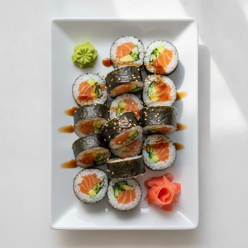 Fresh Salmon & Avocado Sushi Rolls