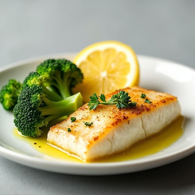 Baked Cod with Steamed Broccoli and Lemon