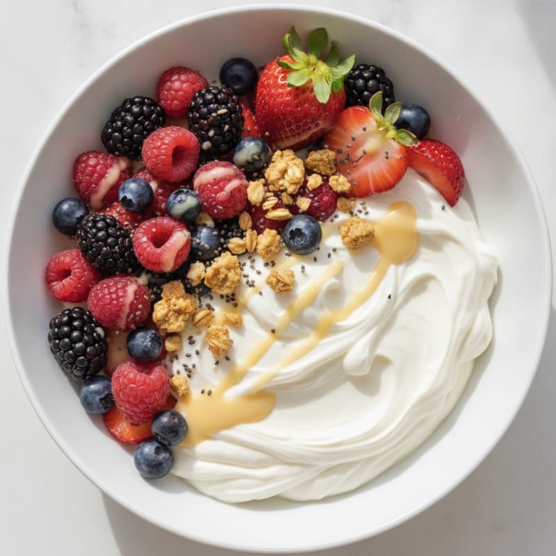 Silky Greek Yogurt Protein Bowl with Mixed Berries