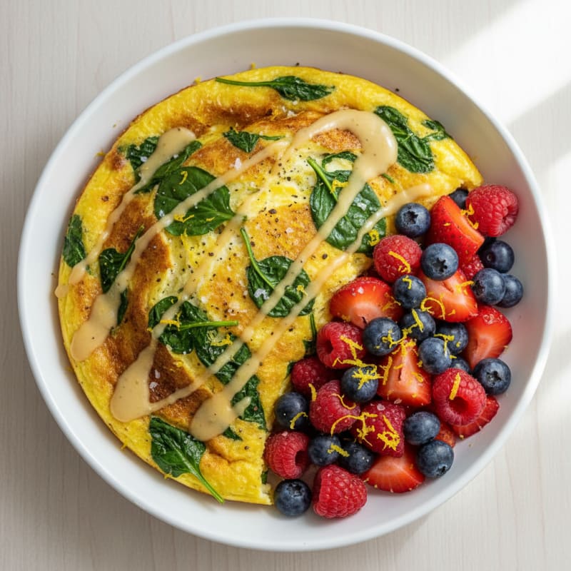 Golden Baked Eggs with Zesty Berries