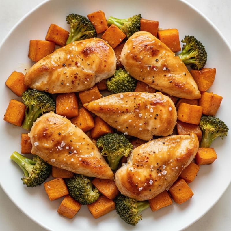 Sheet Pan Honey-Garlic Chicken and Sweet Potatoes