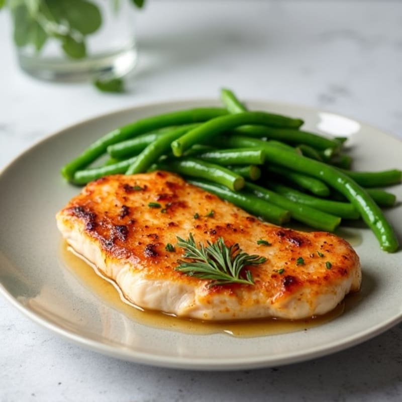 Sweet and Savory Pan-Seared Chicken with Steamed Green Beans