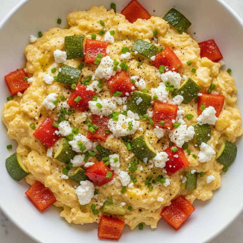 Loaded Scrambled Eggs with Roasted Vegetables