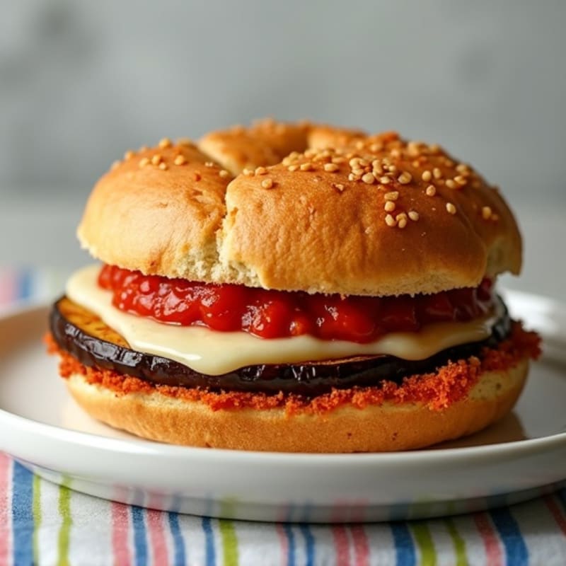 Crispy Baked Eggplant Parmesan Sandwich