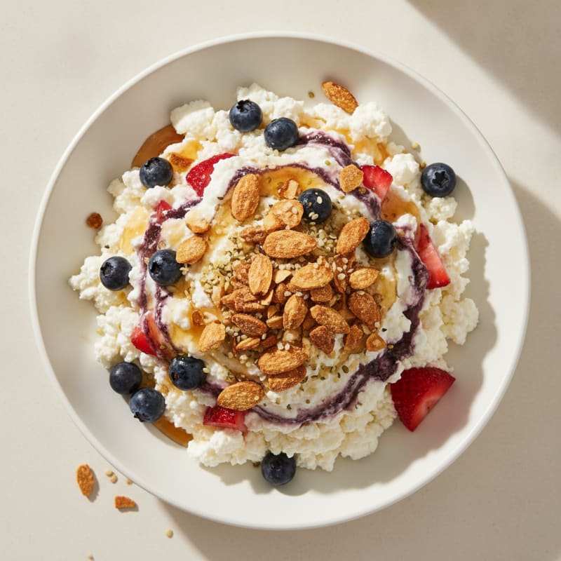 Cottage Cheese Berry Bowl with Almonds