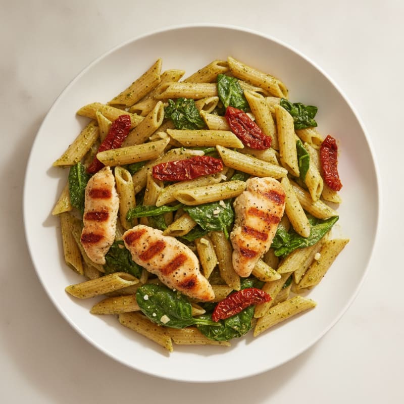 Pesto Chicken Pasta with Sun-Dried Tomatoes