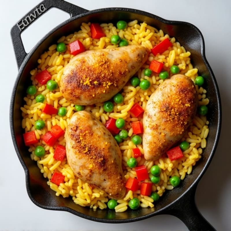 Saffron Chicken and Yellow Rice Skillet