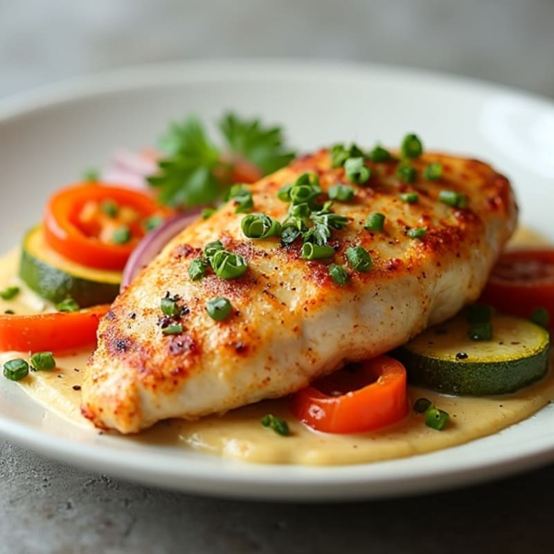 Creamy Spiced Chicken with Roasted Vegetables