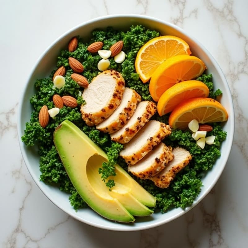 Crunchy Avocado Kale Bowl with Citrus Vinaigrette