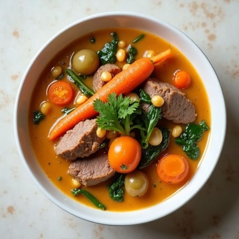 Creamy Beef Peanut Stew with Fresh Vegetables