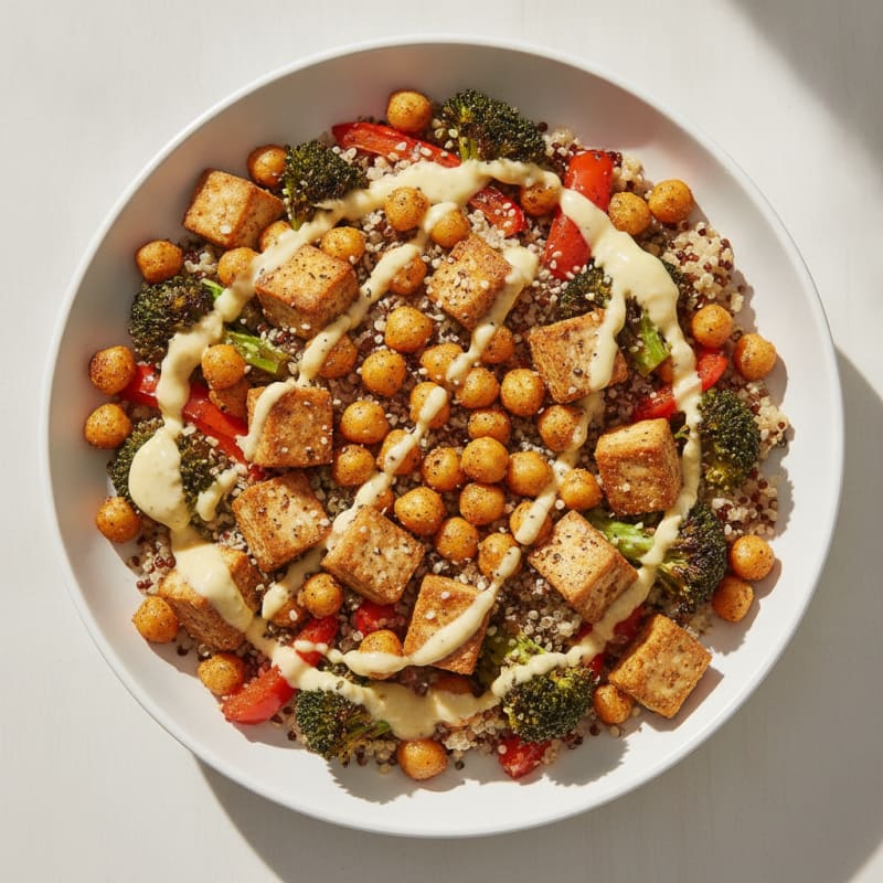 Roasted Vegetable and Chickpea Grain Bowl