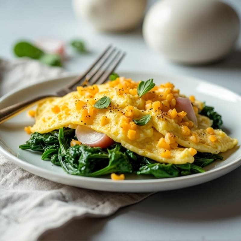 Fluffy Egg White Scramble with Lean Turkey and Sautéed Spinach