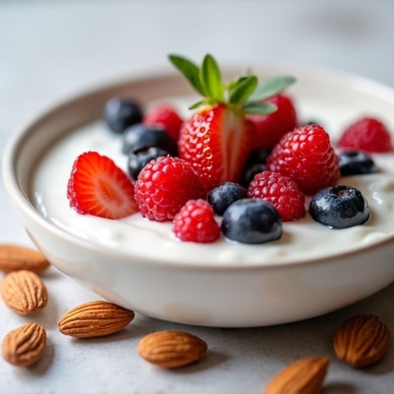 Creamy Greek Yogurt with Fresh Berries and Crunchy Almonds