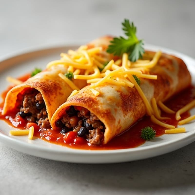Cheesy Lean Beef and Black Bean Baked Enchiladas