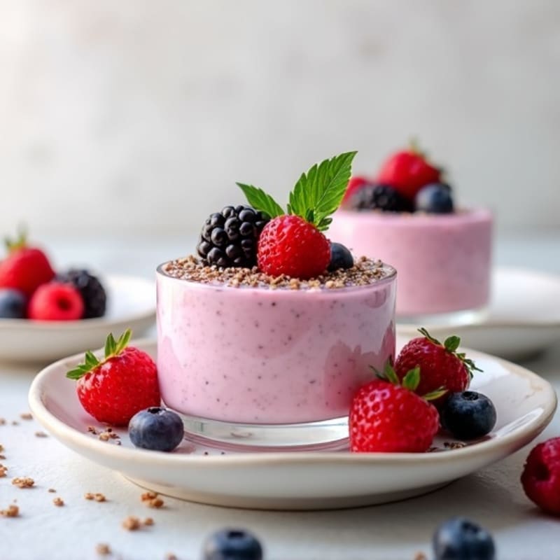Greek Yogurt Protein Mousse with Mixed Berries