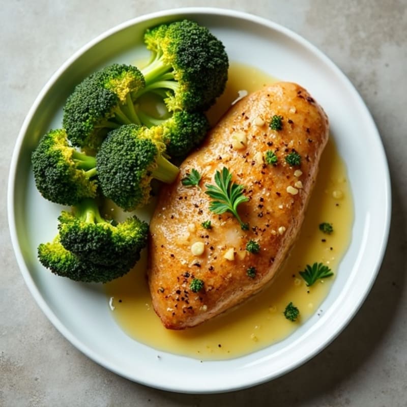 Lemon-Garlic Pan-Seared Chicken with Roasted Broccoli