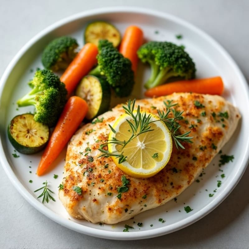 Herb-Crusted Lemon Garlic Chicken with Roasted Vegetables