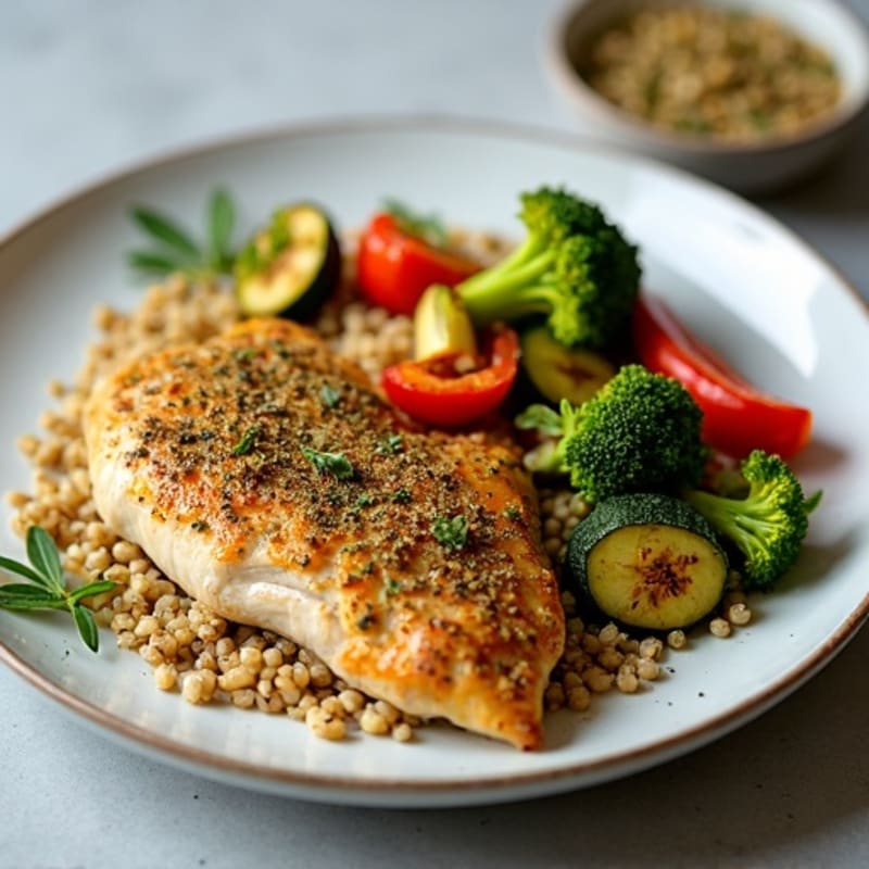 Herb-Crusted Pan Seared Chicken with Roasted Vegetables