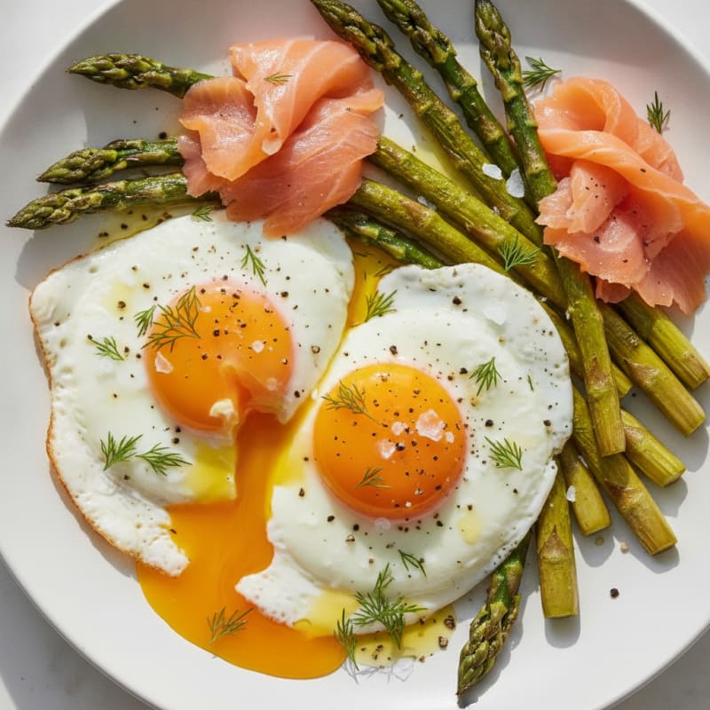 Over Medium Eggs with Roasted Asparagus