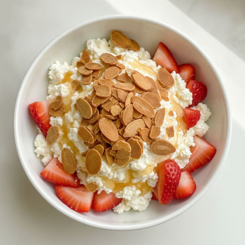 Cottage Cheese and Berry Protein Parfait with Almonds