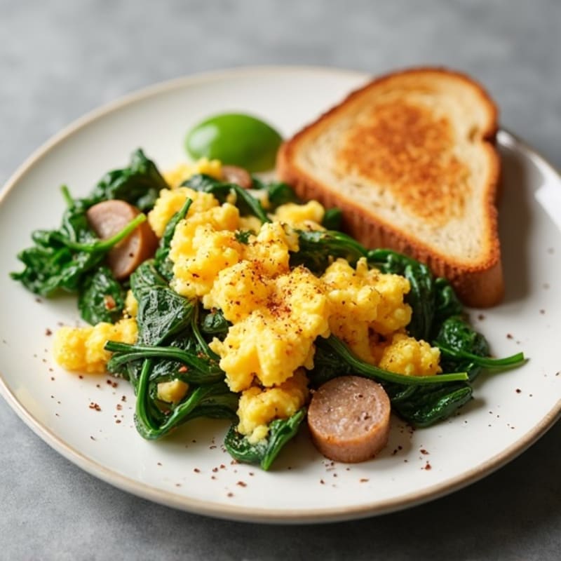 Egg White and Turkey Sausage Scramble with Spinach