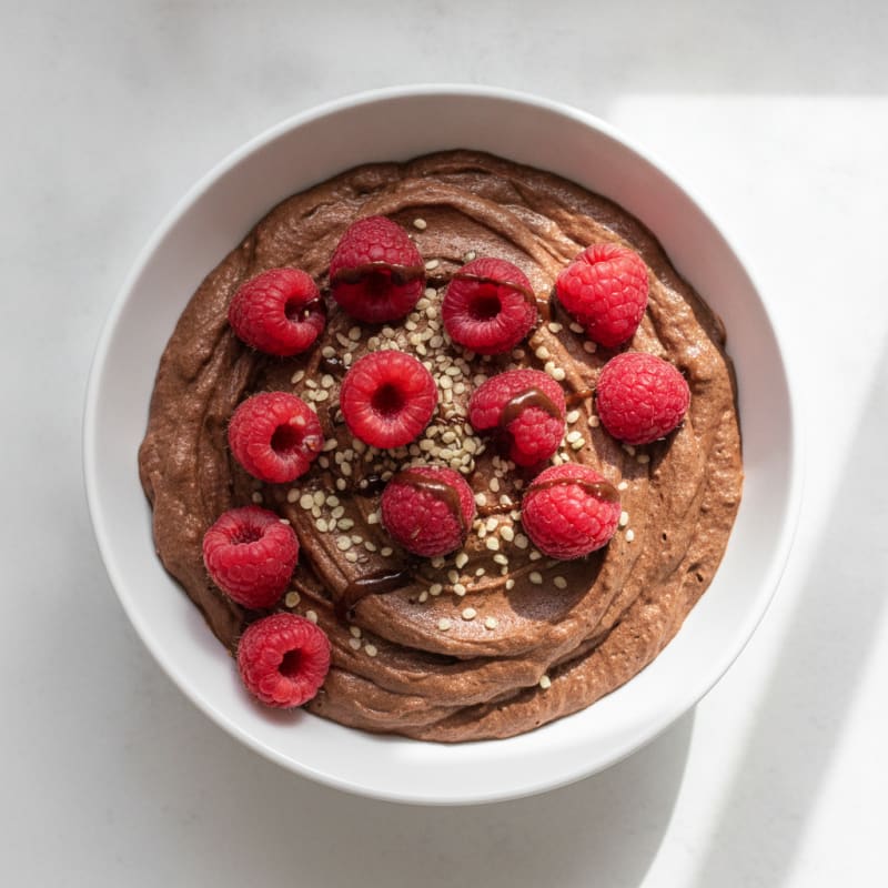Silky Chocolate Protein Pudding with Fresh Berries