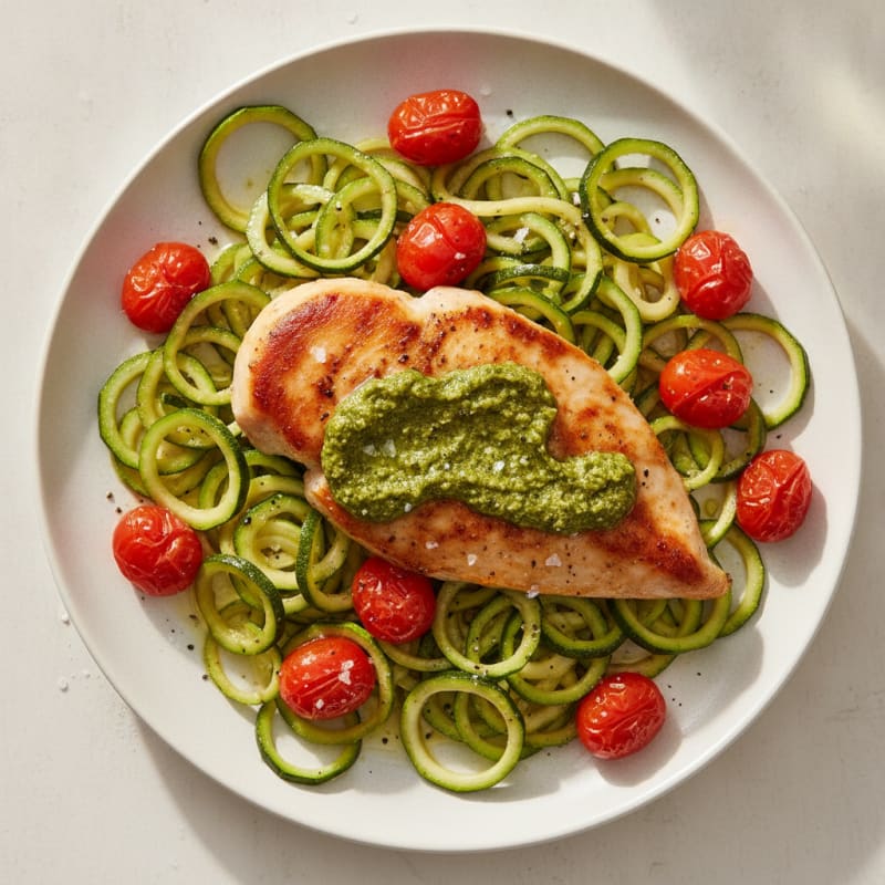 Pesto Chicken with Roasted Tomatoes