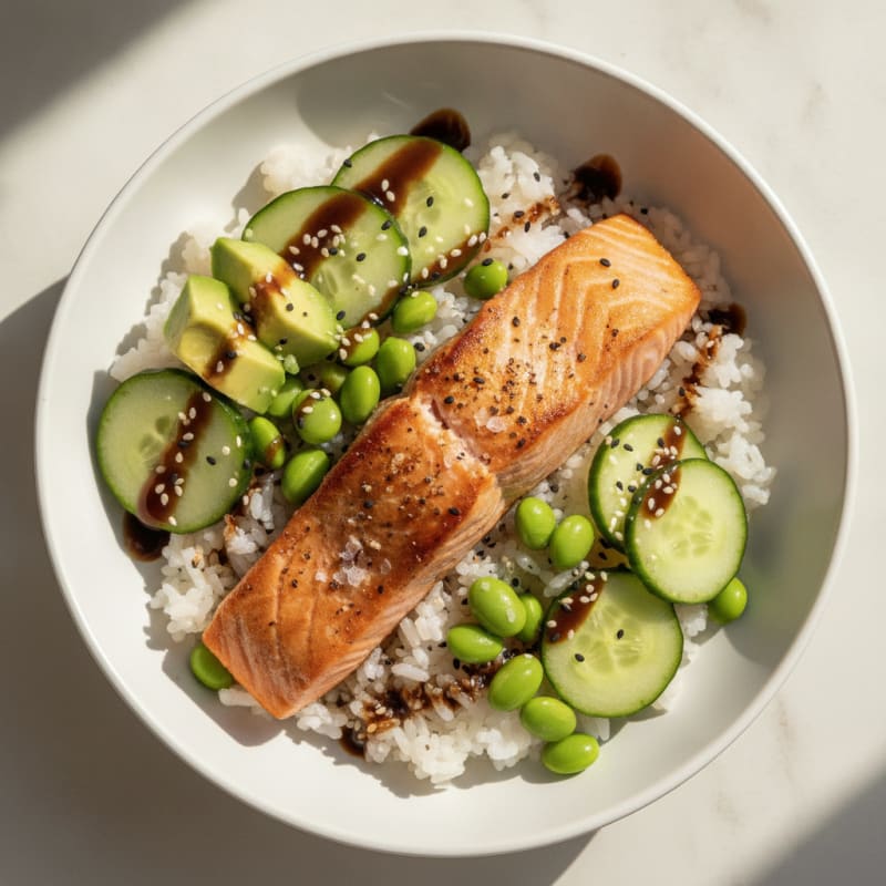 Salmon Sushi Rice Bowl with Avocado