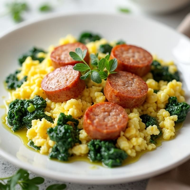 Scrambled Egg Whites with Spinach and Turkey Sausage