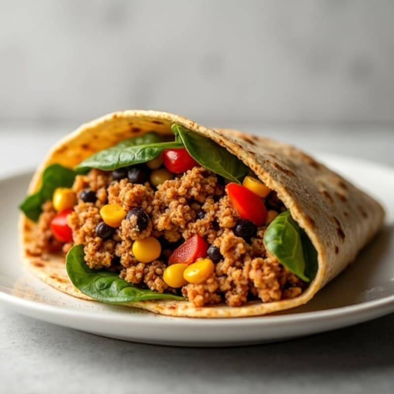 Crispy Lean Ground Turkey Southwest Wrap