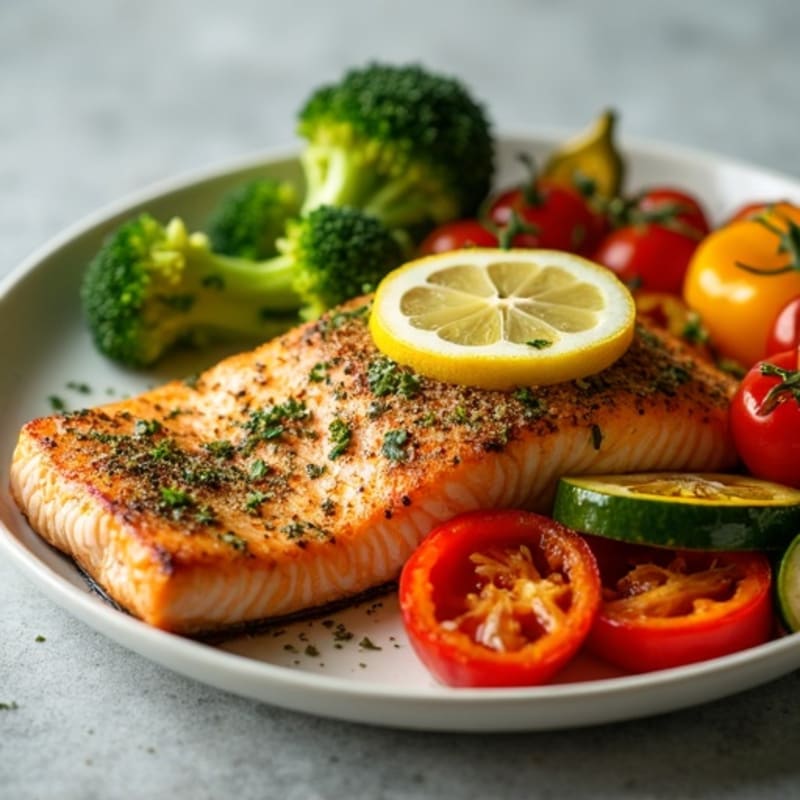 Herb-Crusted Baked Salmon with Roasted Vegetables