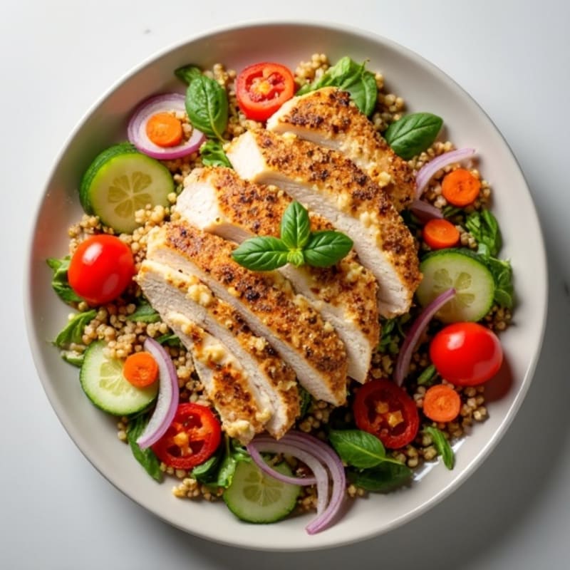 Grilled Turkey Breast Salad with Quinoa and Crunchy Vegetables