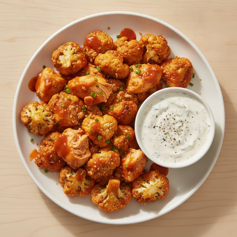 Buffalo Cauliflower Bites with Ranch Dip