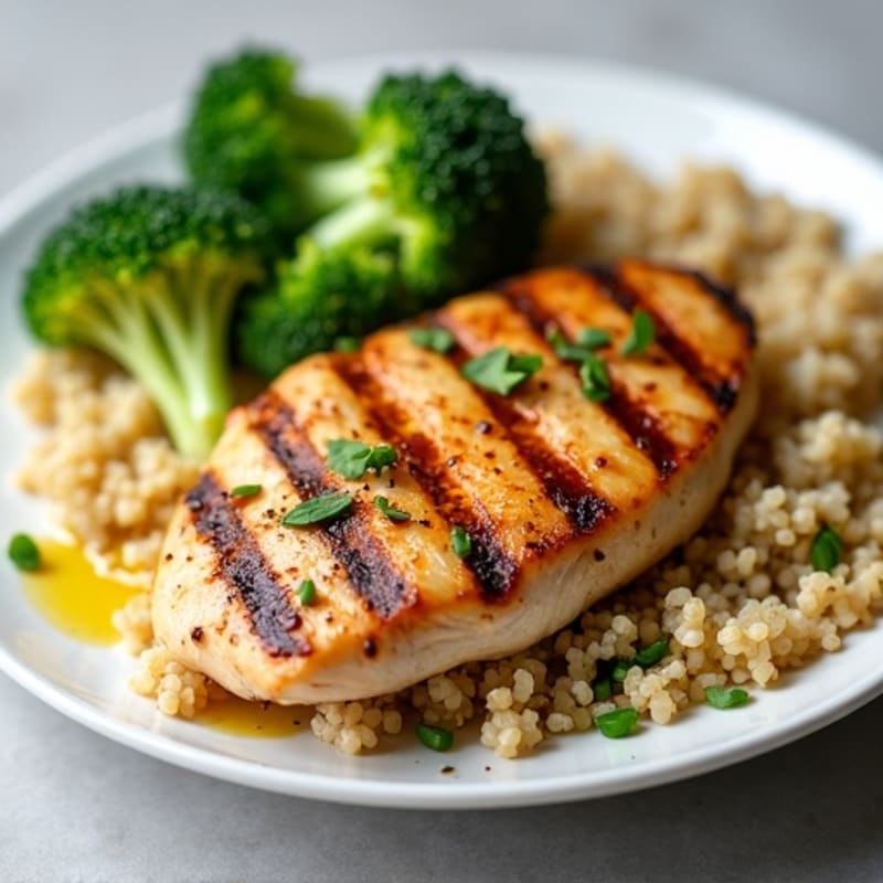 Grilled Chicken Breast with Quinoa and Steamed Broccoli