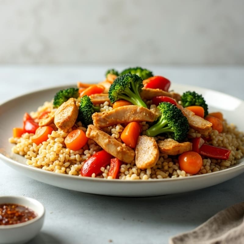 Chicken and Brown Rice Stir-Fry with Crispy Vegetables