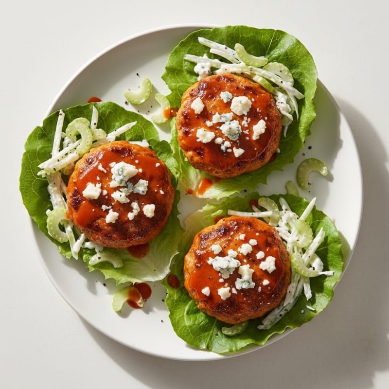 Buffalo Blue Cheese Burgers with Celery Slaw