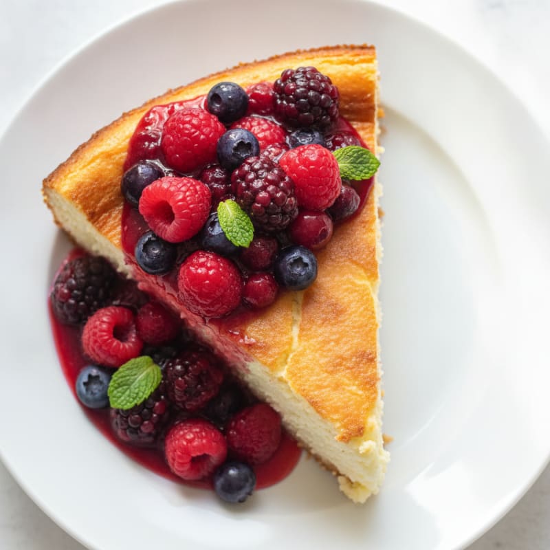 Greek Yogurt Protein Cheesecake with Mixed Berries