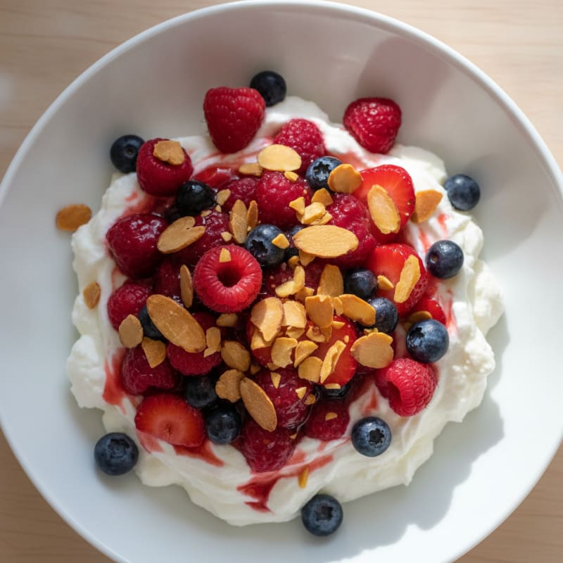 Creamy Greek Yogurt with Mixed Berries and Protein Powder