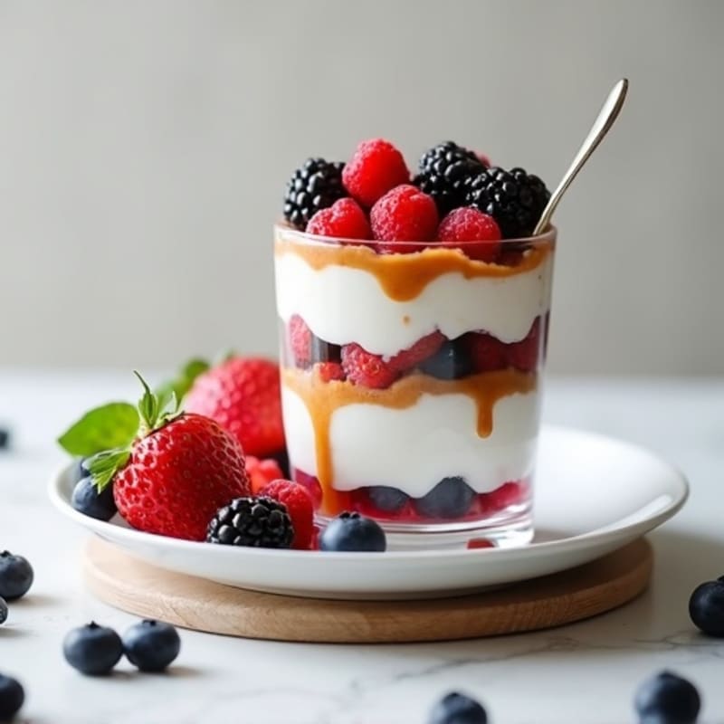 Greek Yogurt Parfait with Mixed Berries and Almond Butter