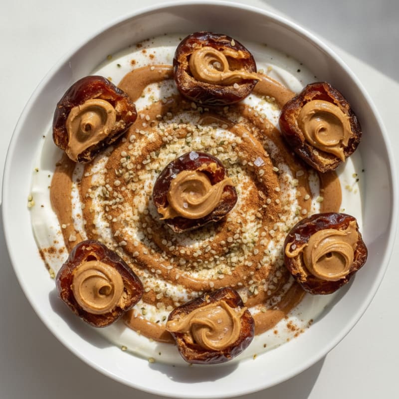 Almond Butter Stuffed Date Protein Bowl