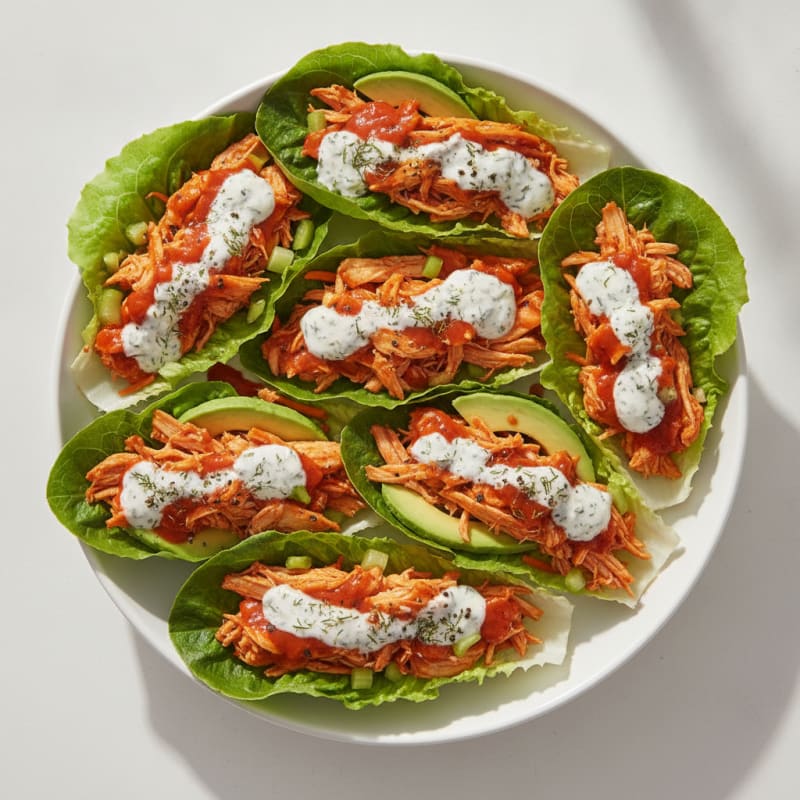 Buffalo Ranch Chicken Lettuce Wraps