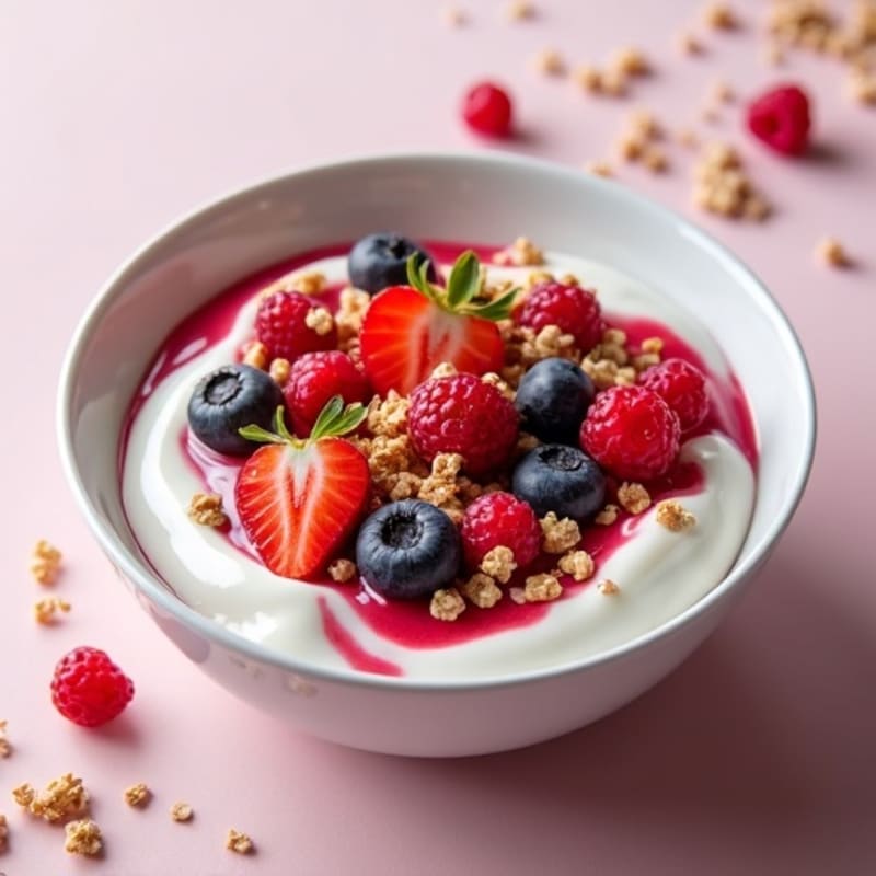 Creamy Greek Yogurt Bowl with Fresh Berries and Crunchy Granola