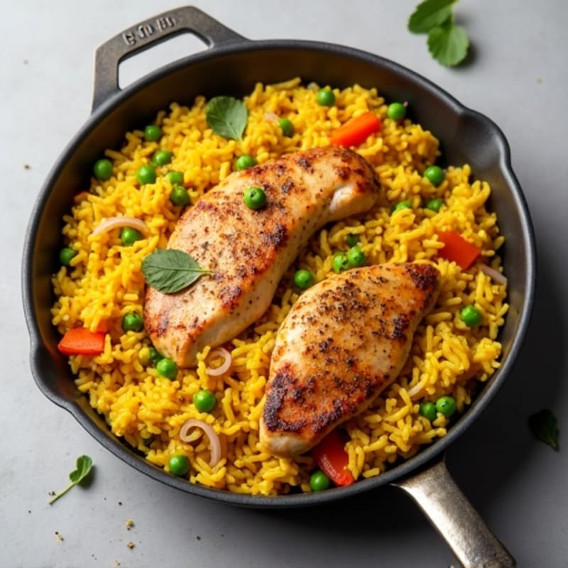 Saffron-Spiced Chicken and Yellow Rice Skillet