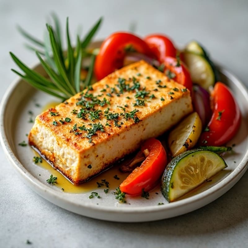 Herbed Tofu Steak with Roasted Vegetables