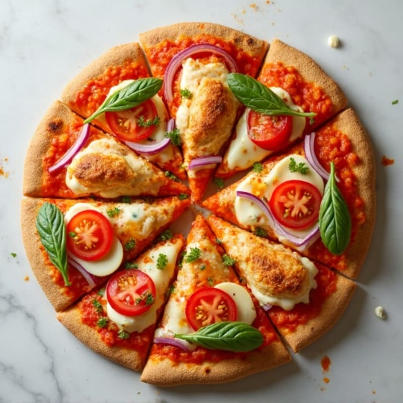 Healthy Buffalo Chicken Pizza with Fresh Vegetables