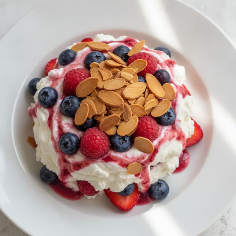 Greek Yogurt Protein Parfait with Mixed Berries and Almonds