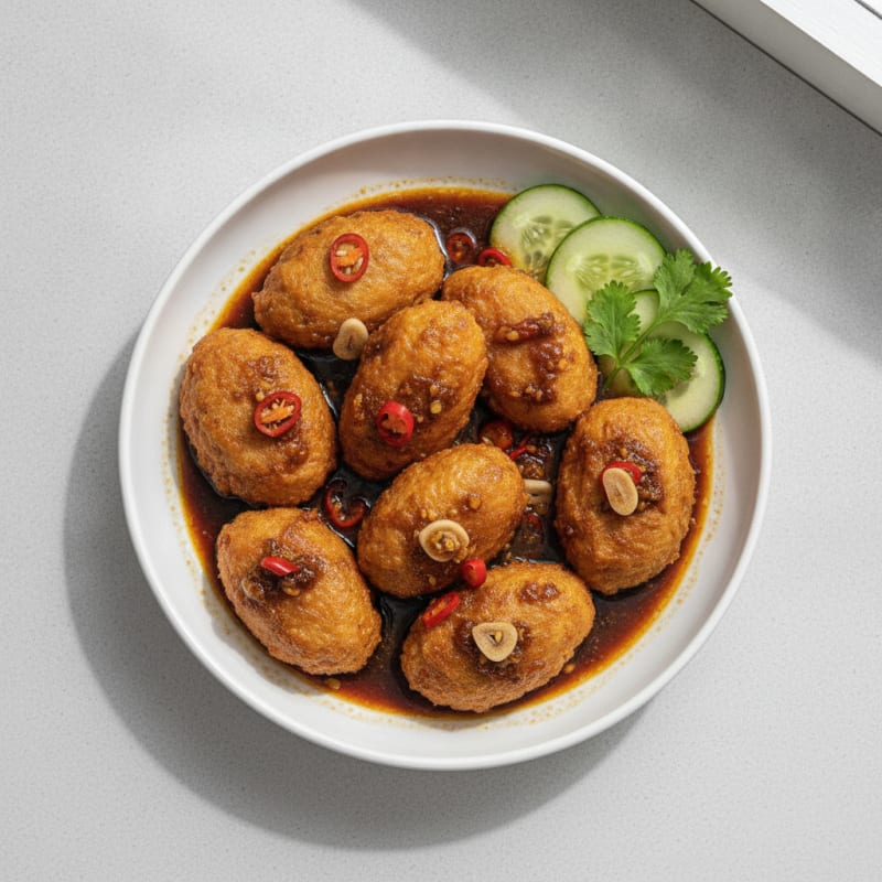 Chicken Thigh Empek-Empek with Spicy Vinegar Sauce
