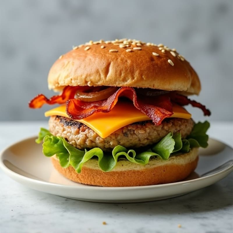 Lean Turkey-Bacon Burger with Caramelized Onions