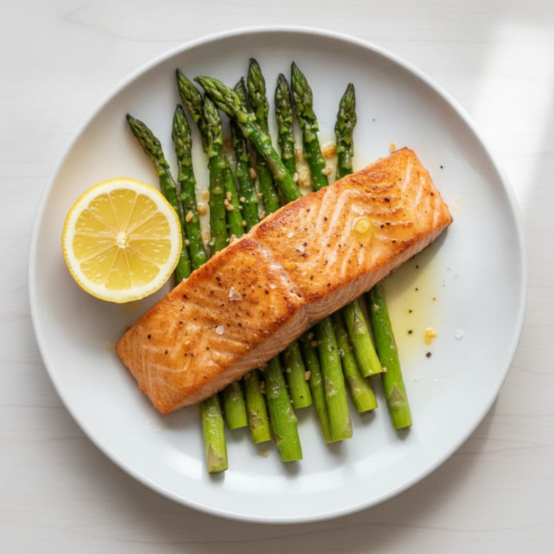Pan-Seared Salmon with Roasted Asparagus